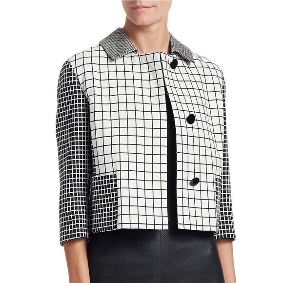 Akris Punto Grid Jacquard Mixi Bicolor Crop Jacket size 2 NWT $1390 - Picture 2 of 7